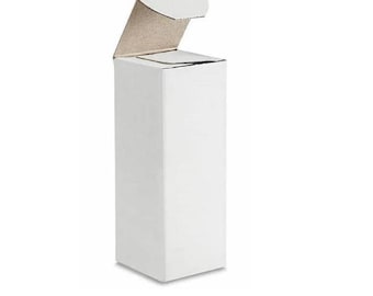 Witte kartonnen geschenkdoos met opgevouwen bovenkant 2" x 2" x 6" of 2" x 2" x 5" Eenvoudig te monteren kleine dozen Perfecte verpakking Kleine geschenkverpakkingen voor 6 of 12 per pak