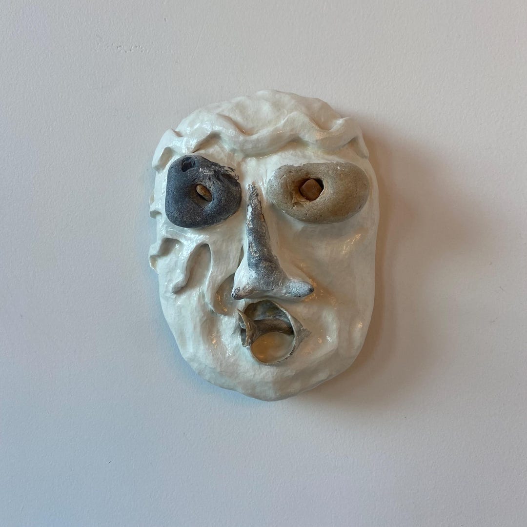 No.21 /// Clay Face Wall Decor Art Wall Hanging Handmade Unique Home ...