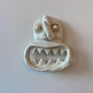 No.22 /// Clay Face Wall Decor Art Wall Hanging Handmade Unique Home Interiors Pottery Art Sculpture Seashell Natural One of a Kind