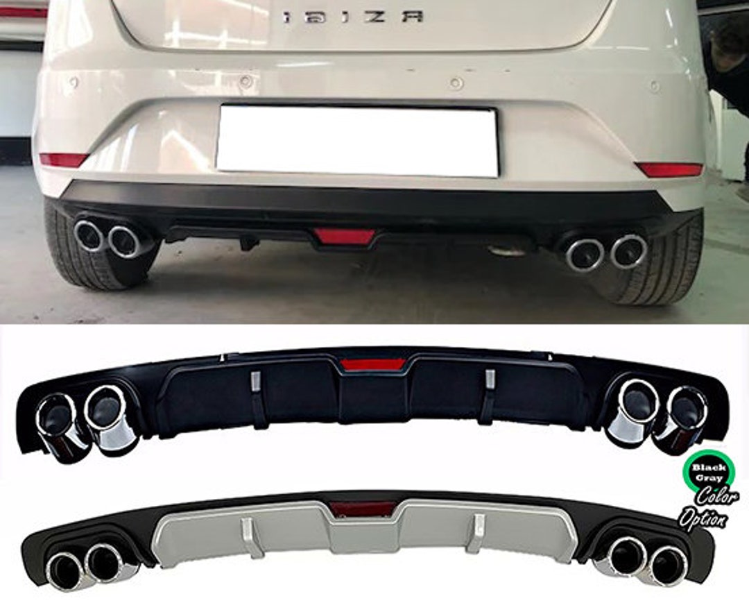 For Seat Ibiza Mk4 Rear Diffuser Diffusor Black or Gray Four Chrome ...