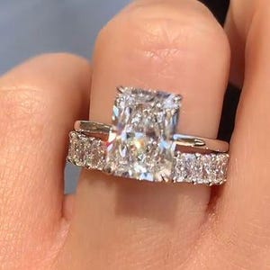 4 CT Radiant Cut Moissanite Engagement Ring With Radiant Gift For Her Wedding Eternity Band Anniversary Gifts For Women Bridal Set
