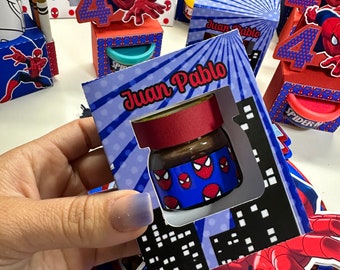 Mini Nutella Box spiderman, Spiderman birthday party, Spiderman Cake topper, Spiderman goodies, Spiderman Candy Bar, Spiderman decor