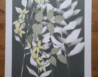 Handgemachtes Bild mit botanischen Blumen Motiven. Original. Nr.4