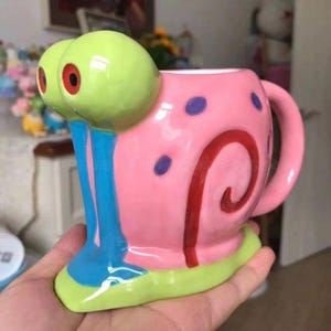 Tazza di ceramica con cartone animato di lumaca carina, tazza da caffè in porcellana, divertente, regalo per bambini, tazza 3D, regalo artistico con lumaca