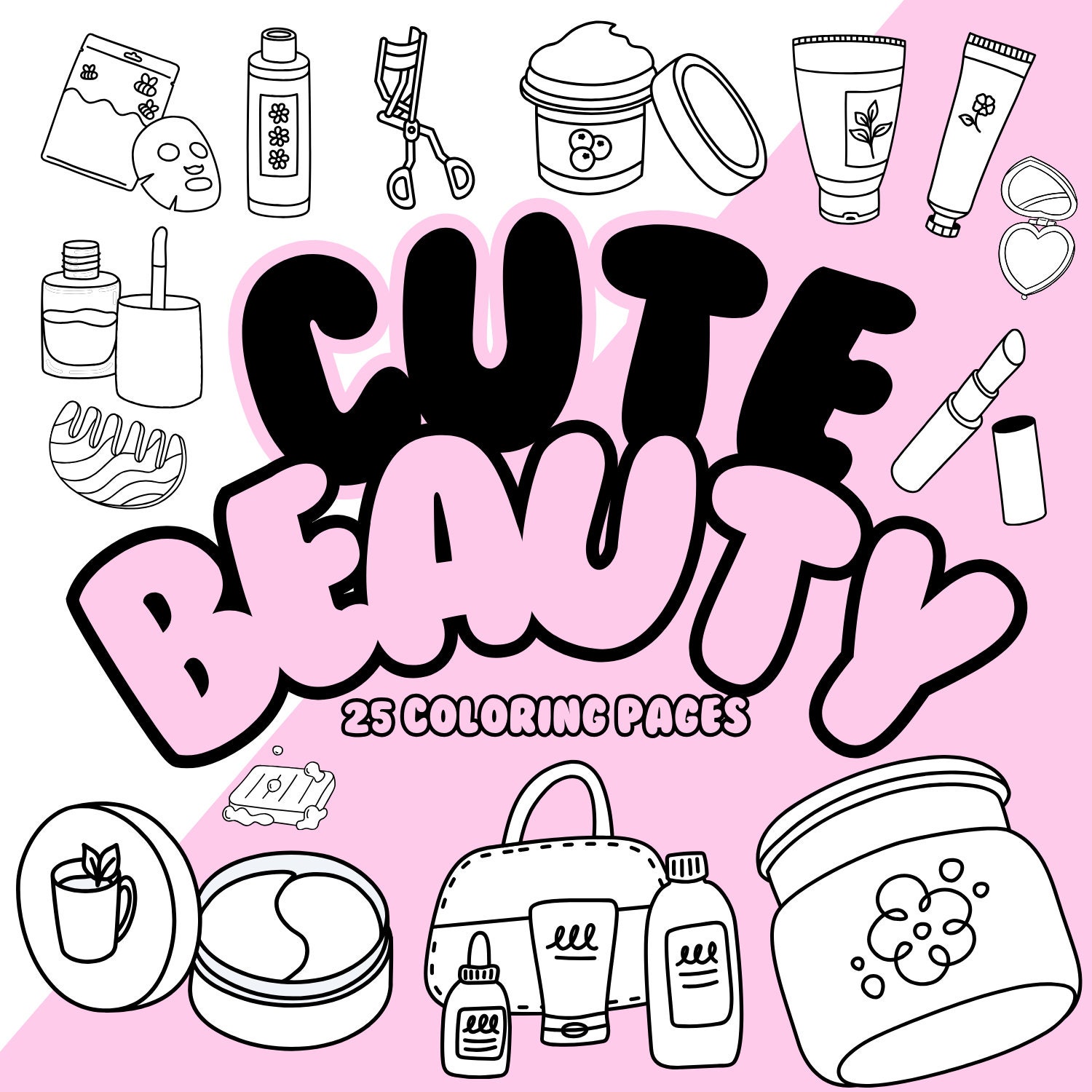 Cute Beauty Makeup Coloring Pages Girly Stuff Coloring Bold and Easy ...