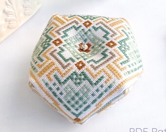 Autumn Maze Biscornu Cross Stitch Pattern: Fall geometric Embroidery (PDF Download)