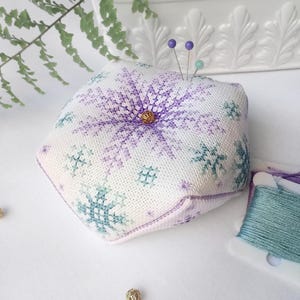 Frosted Biscornu Cross Stitch Pattern: Winter Ornament (PDF Download with charts and instructions)