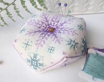 Frosted Biscornu Cross Stitch Pattern: Winter Ornament (PDF Download with charts and instructions)