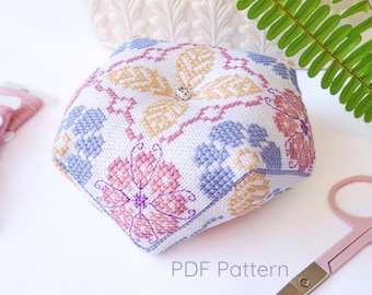 Aura Biscornu Cross Stitch Pattern: Spring-Summer Needlepoint (PDF Pattern)