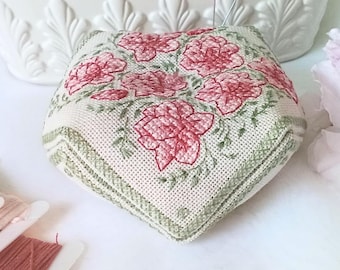 Camellias Biscornu Cross Stitch Pattern (PDF)