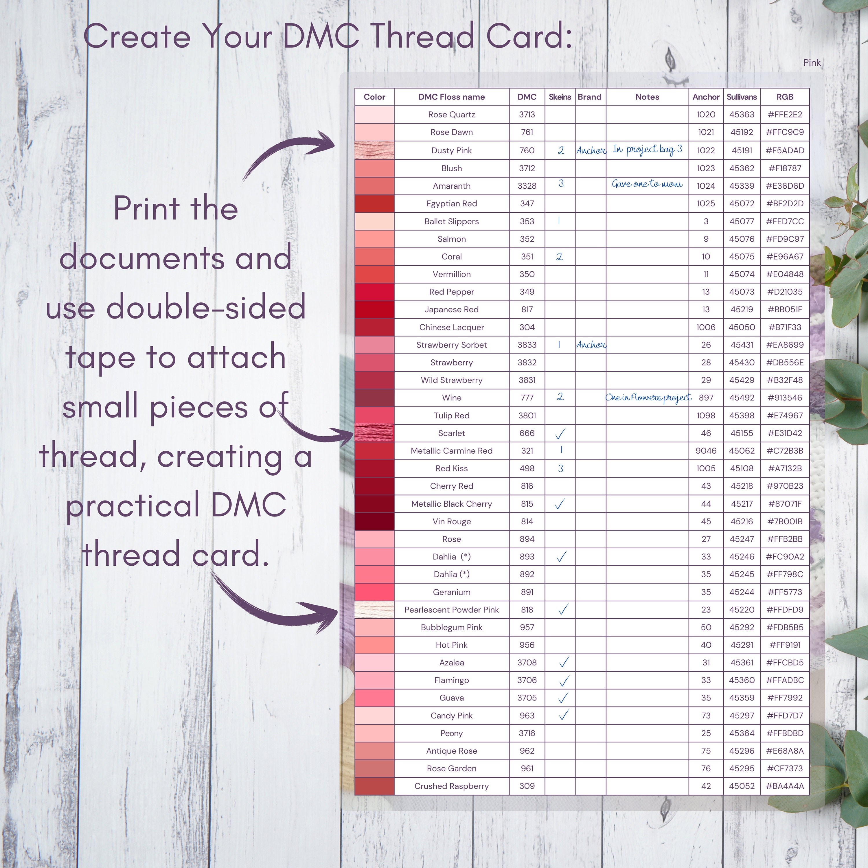 DMC Thread Charts PDF: Cross Stitch Inventory & Conversion, Organized ...