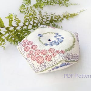 Modèle de point de croix Biscornu Bubbles : broderie élégante aux tons pastel (PDF)