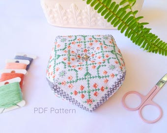 Meadow Lace Biscornu Cross Stitch Pattern: Counted Embroidery. Needlepoint (PDF Pattern)