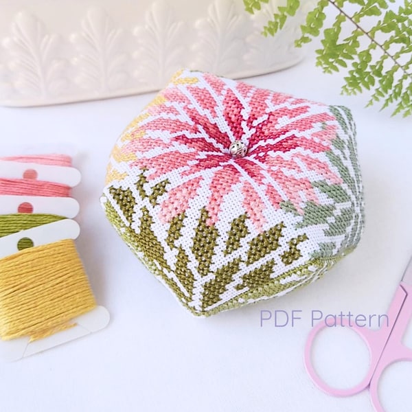 フォリッジ・ビスコルヌ クロスステッチパターン：カラフルな葉、植物刺繍（PDFダウンロード）