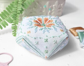 Dewdrop Biscornu Cross Stitch Pattern: Modern Needlecraft (PDF Pattern & Instructions)