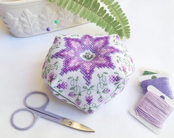 Passion Vine Biscornu Cross Stitch Pattern: Floral Needlepoint (PDF Pattern)