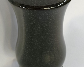 Black Granite Cemetery Vase: Tombstone Memorial Flower Decoration (3.95"x8.25")