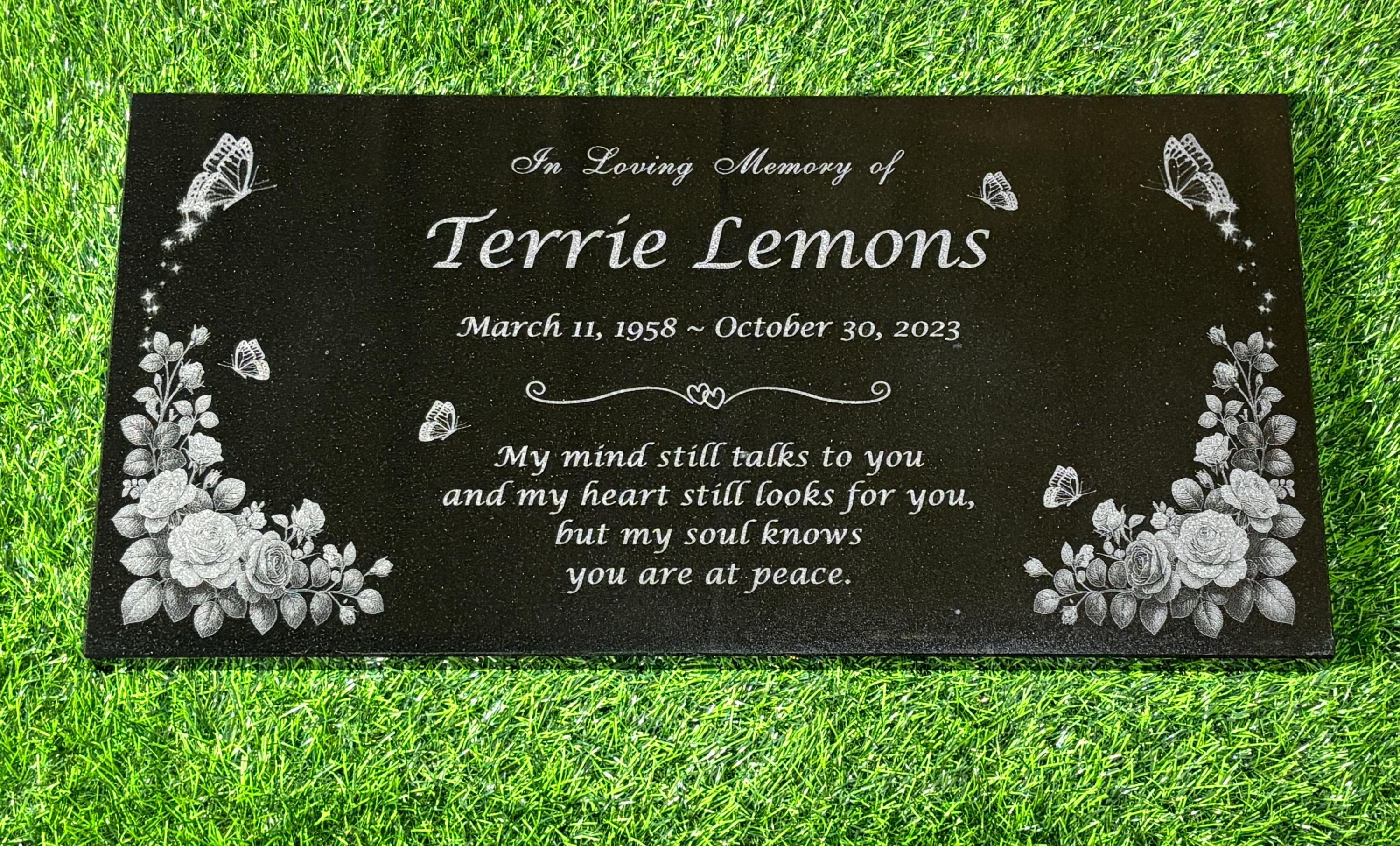 Custom Black Granite Memorial Headstone: Couples, Pet Grave Marker (16"x28")