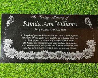 Personalized Black Granite Memorial Marker: 8x16 Inch Grave Headstone