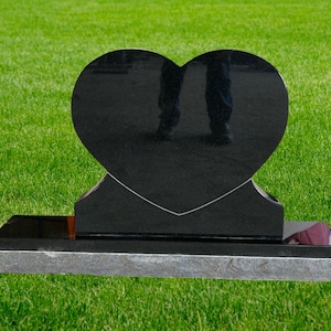 Custom Granite Heart Headstone: Laser Engraved Pet & Human Memorial