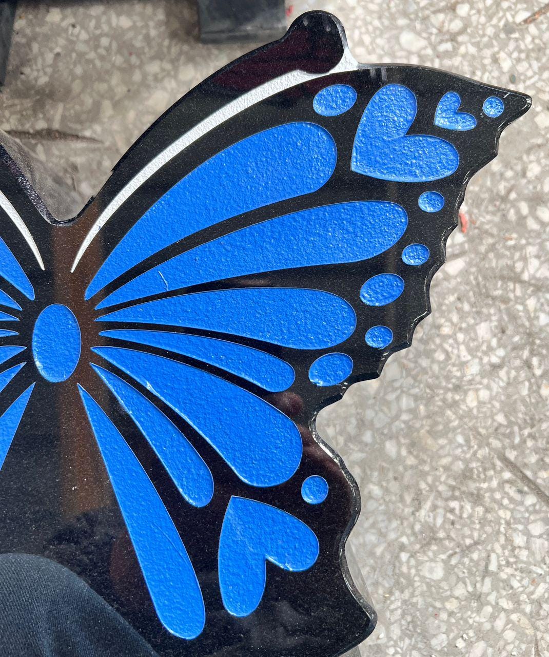 Blue Butterfly Memorial Grave Marker Black Granite Headstone - Etsy