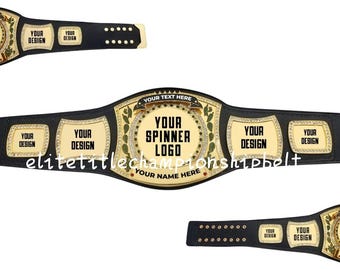 Ceinture de championnat Spinner : trophée avec nom et logo personnalisés, ceinture en cuir de champion de lutte