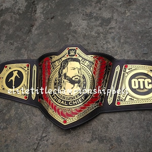Roman Reigns Championship Replica Belt: Gold Plated Brass, Genuine Leather