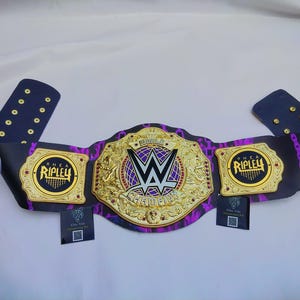Rhea Ripley Women&#39;s World Wrestling Champion Title Belt – Die-Cast Plates, Leather Straps – Adult Size _ printed strap _ premium quality