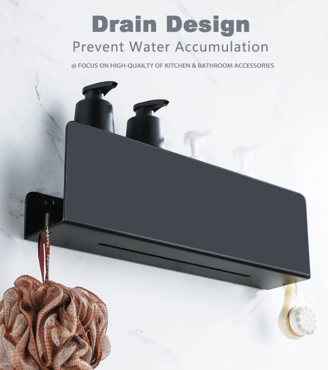 Black Shower Shelf, Farmhouse Bathroom Shelf, Floating Shelves, Minimalist, Industrial, Shower ...