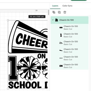 Cheerin' On 100 School Days SVG: T-Shirt Iron-On Design (Digital Download) image 5