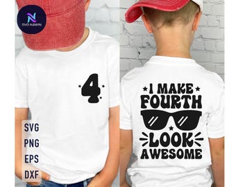 Vierde verjaardag jongen SVG, 4 jaar oud shirtontwerp (digitale download)