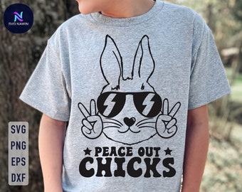 Peace Out Chicks Easter Bunny SVG PNG: Retro Easter Shirt (Digital Download)