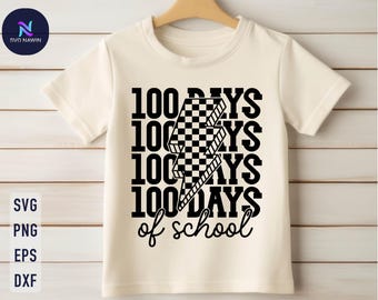 100 Days of School SVG: Retro Lightning Bolt Design (Digital Download)