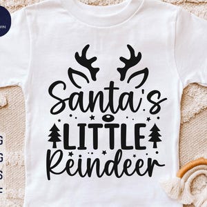 Santa&#39;s Little Reindeer svg, Kinderweihnachts svg, Weihnachtssvg für Jungen, Weihnachtssvg für Mädchen, Rentier-Ohren-Svg