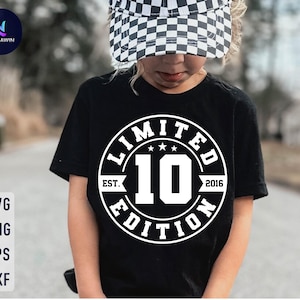 SVG para niño que cumple 10 años: Diseño de camiseta de edición limitada (descarga digital)