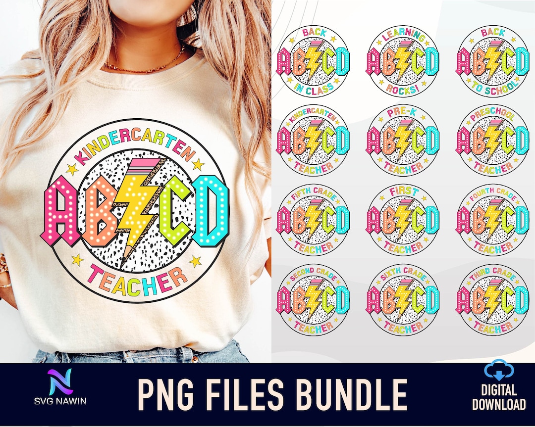 ABCD Teacher Png Bundle: Back to School Design (digital Download) - Etsy
