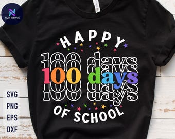 Happy 100 Days of School SVG, Retro Design (Digitaler Download)
