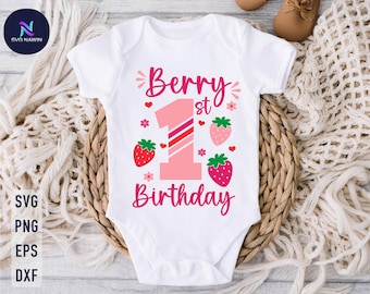 Strawberry 1st Birthday SVG: Sweet One Theme (Digital Download)