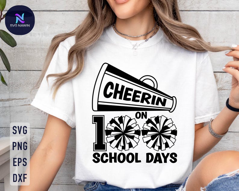 Cheerin' On 100 School Days SVG: T-Shirt Iron-On Design (Digital Download) image 3