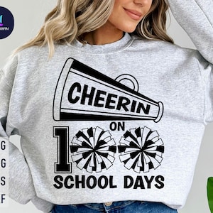 Cheerin On 100 School Days Svg, 100 Days of School Svg, Happy 100 Days of School Svg, 100th Day Of Schoo Svg Girls, 100 Days of School Shirt
