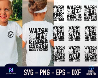School Grade SVG Bundle: First Day, Kindergarten (Digital Download)