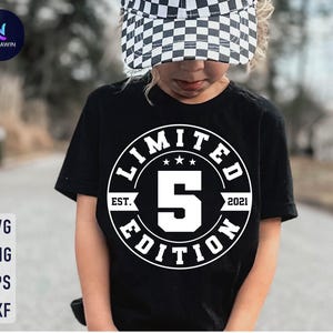 SVG para niño de 5.º cumpleaños: Diseño de camiseta de edición limitada (descarga digital)