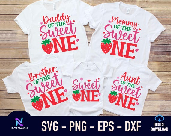 Sweet Berry First Birthday SVG: Matching Family T-Shirt Design (Digital Download)