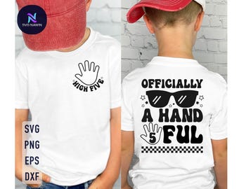 Officially A Handful SVG: 5th Birthday Boy Shirt (Digital Download)