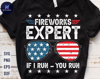 Fireworks Expert American Flag Sunglasses SVG, 4th of July (Digital Files)