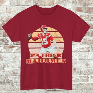 Retro Patrick Mahomes Shirt for Kansas City Football Fan, Vintage Quarterback Tee for Game Day, Pro Football Player Apparel for Football Fan