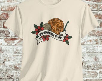 Camiseta de crochet con humor: Arte tradicional del tatuaje, ropa divertida de crochet