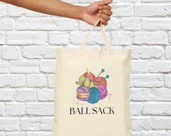 Bolsa de lona de algodón con forma de bola para tejer