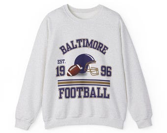 Sudadera vintage de fútbol americano de Baltimore: cuello redondo retro de los 90 para el día del partido
