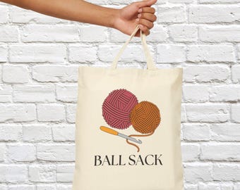 Bolsa de lona de algodón divertida para amantes del crochet: almacenamiento de hilo
